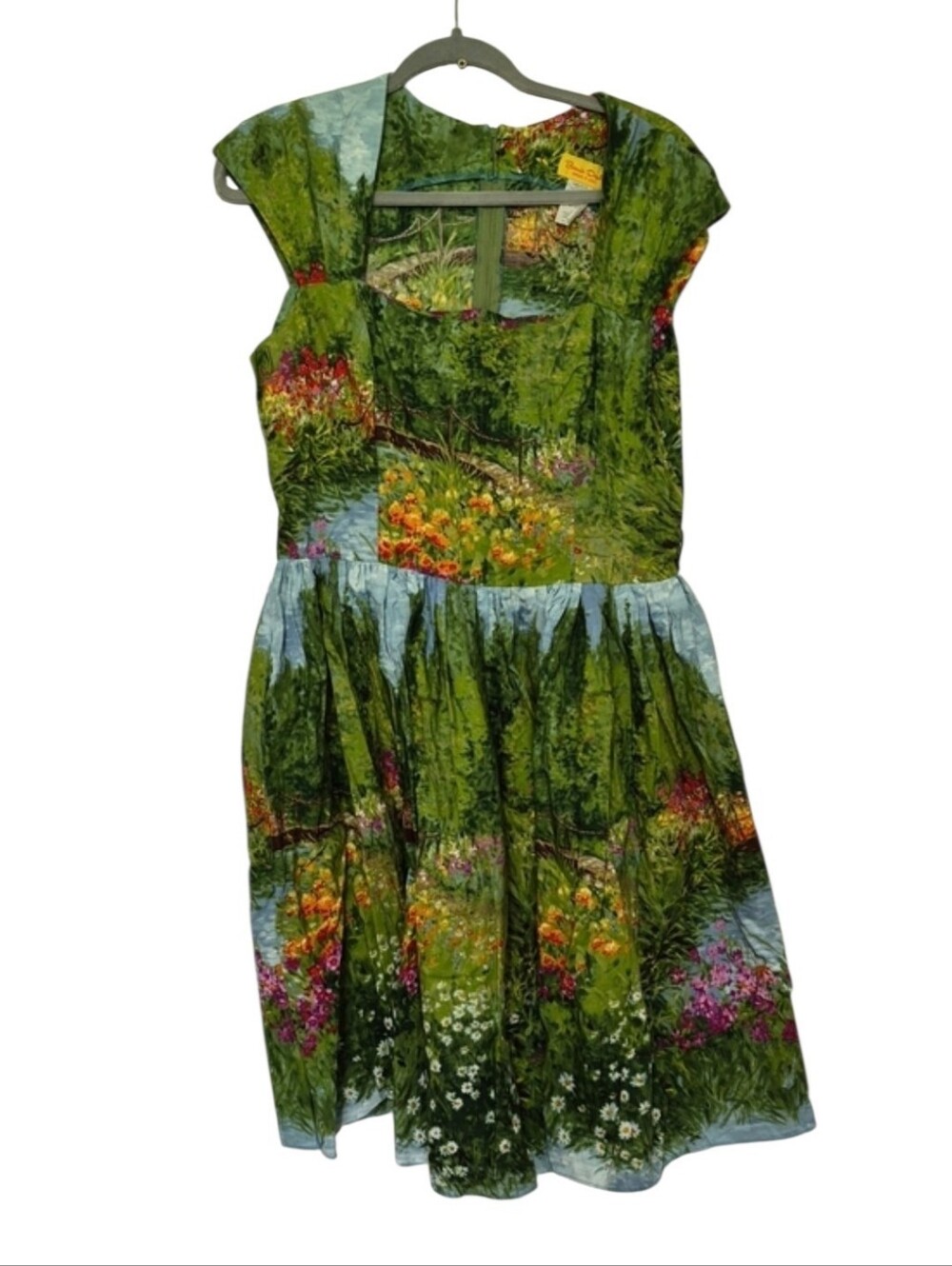 Bernie Dexter Veronique Garden Landscape Cotton Dress XL Made in USA